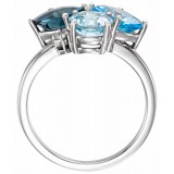14K White Swiss, London, & Sky Blue Topaz & .05 CTW Diamond Ring photo 2