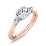 Shah Luxury 18K Two-Tone Gold Diamond Three-Stone Engagement Ring (Semi-Mount) photo 2