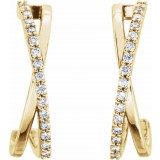 14K Yellow 1/6 CTW Diamond Criss-Cross J-Hoop Earrings photo 2