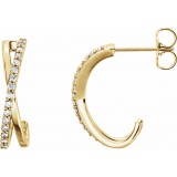 14K Yellow 1/6 CTW Diamond Criss-Cross J-Hoop Earrings photo