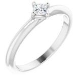 14K White 1/6 CTW Diamond Solitaire Ring photo