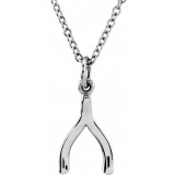 14K White Tiny Poshu00ae Wishbone 16-18 Necklace photo