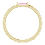 14K Yellow Pink Tourmaline Stackable Ring photo 2