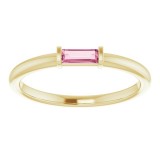 14K Yellow Pink Tourmaline Stackable Ring photo 3