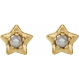 14K Yellow 3 mm Round June Youth Star Birthstone Earrings photo 2