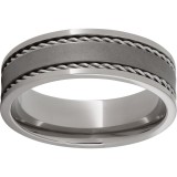 Titanium Flat Band with Two 1mm Steel Rope Inlays photo