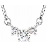 14K White 1/3 CTW Diamond Three-Stone 16-18 Necklace photo