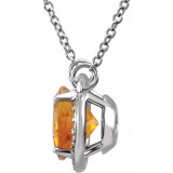 14K White 8 mm Round Citrine & .05 CTW Diamond 16 Necklace photo 2