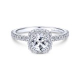 Gabriel & Co. 14k White Gold Contemporary Halo Engagement Ring photo