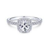 Gabriel & Co. 14k White Gold Contemporary Halo Engagement Ring photo