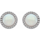 14K White Opal Bezel-Set Leaf Earrings photo 2