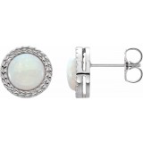 14K White Opal Bezel-Set Leaf Earrings photo
