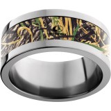 Titanium Flat Band with Mossy Oak Shadow Grass Inlay photo