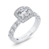 Shah Luxury 14K White Gold Round Diamond Halo Engagement Ring (Semi-Mount) photo 2