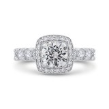 Shah Luxury 14K White Gold Round Diamond Halo Engagement Ring (Semi-Mount) photo