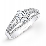 18k White Gold Split Shank Pave White Diamond Engagement Ring photo