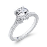 Shah Luxury Round Cut Diamond Engagement Ring In 14K White Gold (Semi-Mount) photo 2