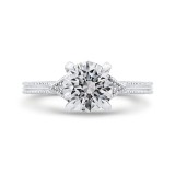 Shah Luxury Round Cut Diamond Engagement Ring In 14K White Gold (Semi-Mount) photo