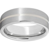 Serinium Pipe Cut Band with a 1mm Sterling Silver Inlay and Satin Finish photo