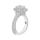 Shah Luxury 14K White Gold Split Shank Cushion Diamond Double Halo Engagement Ring (Semi-Mount) photo 2