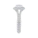 Shah Luxury 14K White Gold Split Shank Cushion Diamond Double Halo Engagement Ring (Semi-Mount) photo 3
