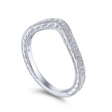 Gabriel & Co. 14k White Gold Victorian Curved Wedding Band photo 3