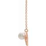 14K Rose Freshwater Cultured Pearl Bar 18 Necklace photo 2