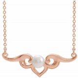 14K Rose Freshwater Cultured Pearl Bar 18 Necklace photo