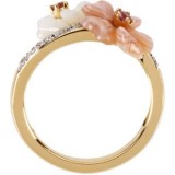 14K Yellow Pink Tourmaline, Mother Of Pearl & .04 CTW Diamond Ring photo 2