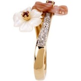 14K Yellow Pink Tourmaline, Mother Of Pearl & .04 CTW Diamond Ring photo 4