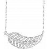 14K White 3/8 CTW Diamond Leaf 16-18 Necklace photo