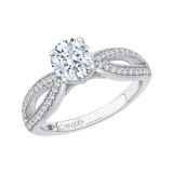 Shah Luxury Round Cut Diamond Engagement Ring with Split Shank In 14K White Gold (Semi-Mount) photo 2