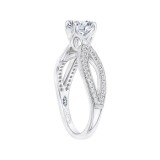 Shah Luxury Round Cut Diamond Engagement Ring with Split Shank In 14K White Gold (Semi-Mount) photo 3