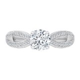 Shah Luxury Round Cut Diamond Engagement Ring with Split Shank In 14K White Gold (Semi-Mount) photo