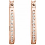 14K Rose 1/2 CTW Diamond Inside-Outside 22.5 mm Hoop Earrings photo 2