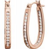 14K Rose 1/2 CTW Diamond Inside-Outside 22.5 mm Hoop Earrings photo