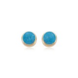 14K Yellow Gold Chinese Turquoise Stud Earrings photo