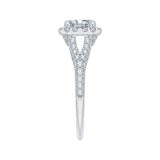 Shah Luxury 14K White Gold Princess Diamond Halo Engagement Ring with Split Shank (Semi-Mount) photo 2