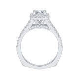 Shah Luxury 14K White Gold Princess Diamond Halo Engagement Ring with Split Shank (Semi-Mount) photo 4