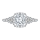 Shah Luxury 14K White Gold Princess Diamond Halo Engagement Ring with Split Shank (Semi-Mount) photo