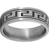 Titanium Flat Band with a Greek Laser Engraving photo