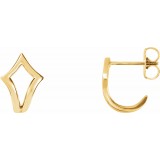 14K Yellow Geometric J-Hoop Earrings photo
