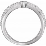 14K White 1/8 CTW Diamond Bezel-Set Beaded Ring photo 2