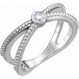 14K White 1/8 CTW Diamond Bezel-Set Beaded Ring photo