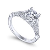 Gabriel & Co. 14k White Gold Victorian Split Shank Engagement Ring photo 3