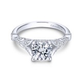 Gabriel & Co. 14k White Gold Victorian Split Shank Engagement Ring photo