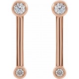 14K Rose 1/5 CTW Diamond Bezel-Set Bar Earrings photo 2