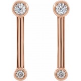 14K Rose 1/5 CTW Diamond Bezel-Set Bar Earrings photo 2
