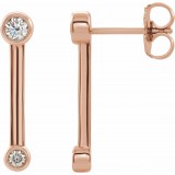 14K Rose 1/5 CTW Diamond Bezel-Set Bar Earrings photo