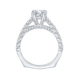 Shah Luxury 14K White Gold Euro Shank Round Diamond Cathedral Style Engagement Ring (Semi-Mount) photo 4